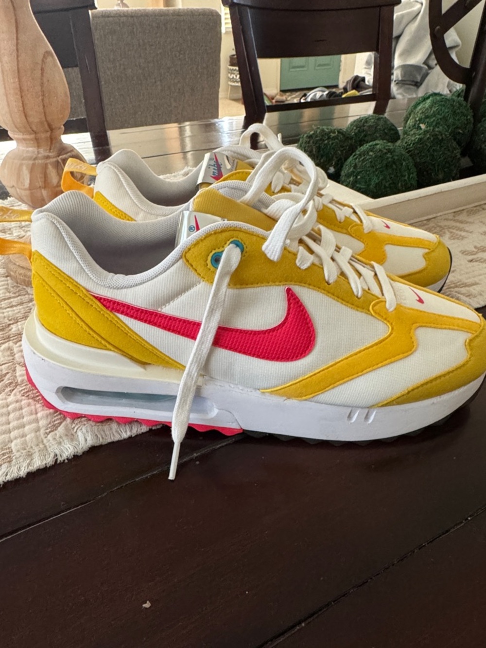 Nike Air Max Sneakers in White, Yellow & Pink